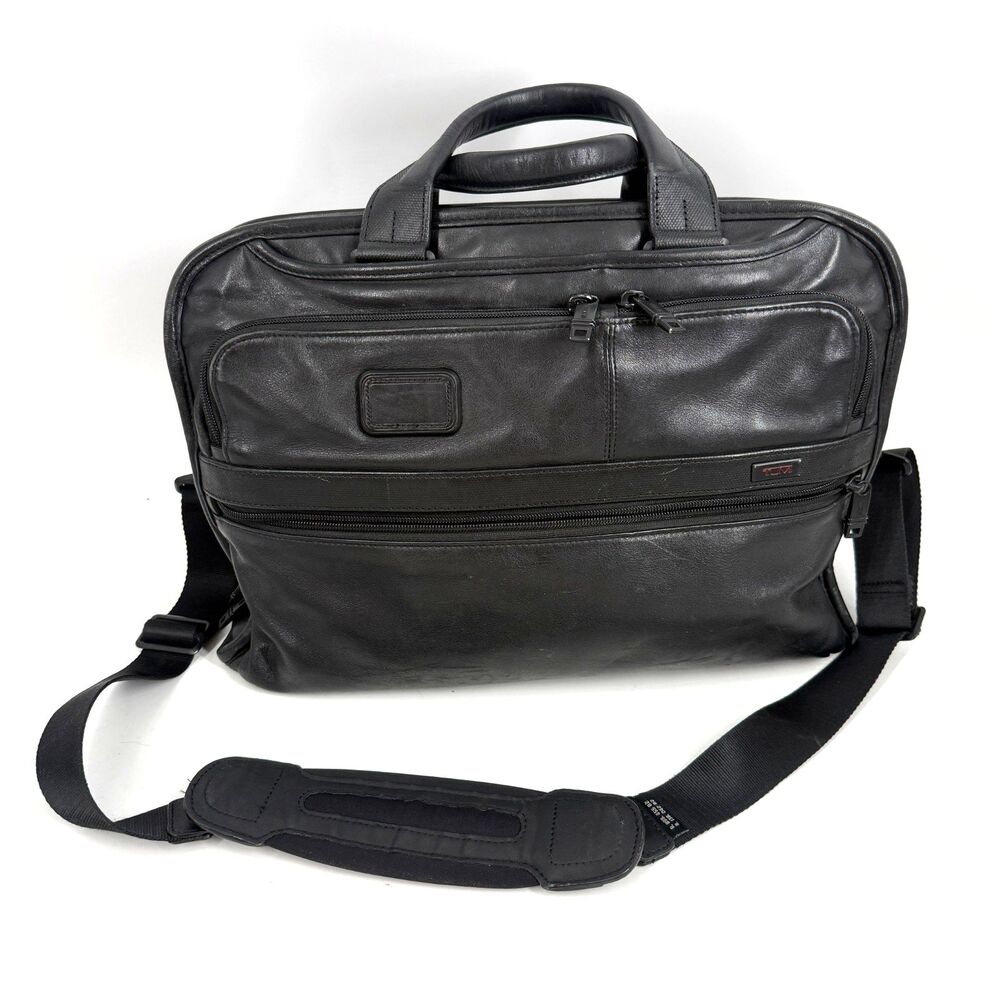 Tumi Alpha 2 II Expandable Organizer Laptop Briefcase Large Black Leather